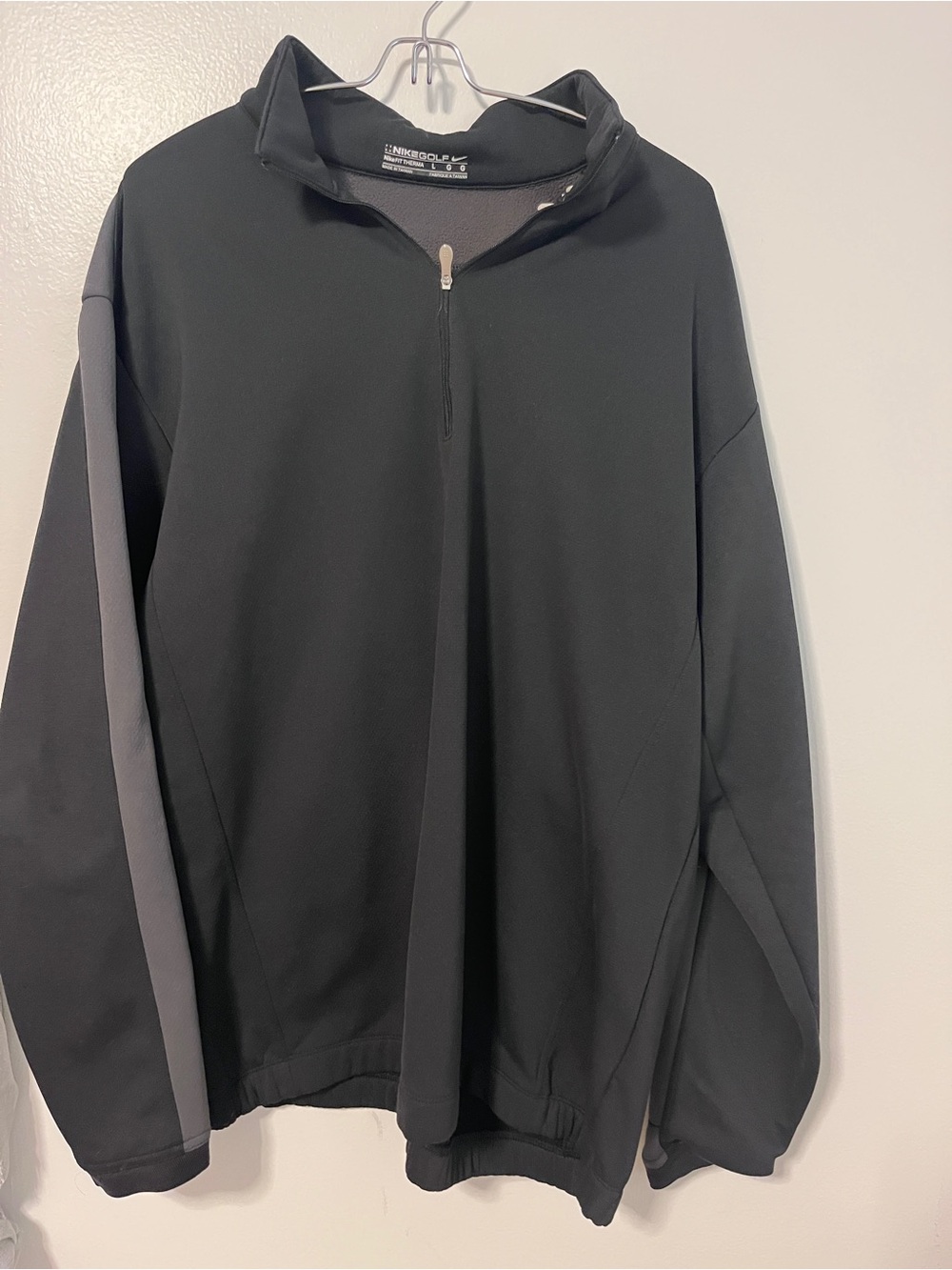 Nike Black Quarter-Zip Pullover with Gray Sleeve Stripe